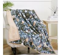 Obal William Morris - Couverture polaire Sherpa pour lit et canapé - Jeté de lit en microfibre douce (voleur de fraises, voyage/lit simple, 381 x 330 cm)