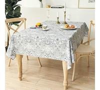 Obal William Morris - Nappe rectangulaire grise au design original - Résistante à l'eau - Pour cuisine, salle à manger - Décoration de table - 180 x 140 cm - Motif voleur de fraises gris