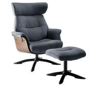 Fauteuil de salon Altobuy OBANOS - Fauteuil Inclinable + Repose-Pieds Gris Bleu -