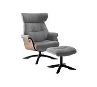 OBANOS - Fauteuil Inclinable + Repose-Pieds Gris