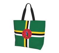 OBAOYY Sac fourre-tout réutilisable motif drapeau du Commonwealth de la Dominique pour femme, sac à bandoulière, voyage, plage, shopping, travail, quotidien, sac à bandoulière élégant, noir, taille