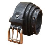 OBASDFD Ceinture À Boucle Rouleau Double For Homme Et Femme, En Cuir Pleine Fleur Gaufré Robuste, Motif Crocodile Vintage(Black,105cm/41)