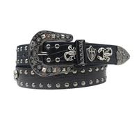 OBASDFD Ceinture À Cliquet En Relief For Hommes Et Femmes Avec Boucle Automatique Gravée Argent Creux Diamant Floral, Sangle Western Réglable(115cm/45)