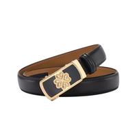OBASDFD Ceinture À Cliquet For Femme - Fine Et Ajustable De 2,4 Cm Avec Boucle Carrée Automatique En Alliage Motif Cœur(Black,120CM/47.3'')
