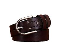 OBASDFD Ceinture Cloutée Argentée À Motif Floral For Femme Et Homme, Largeur 2,8 Cm, Épaisseur 4 Mm, Sangle Creuse Tendance For Jeans Robes(Coffee,90cm/35)
