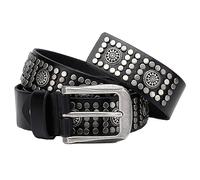OBASDFD Ceinture Cloutée For Homme Et Femme - Cercle Argenté Brillant Clous Métalliques, Lanière En Cuir À Rivets Punk Rock Jeans(Black02,120cm/waist:41in)
