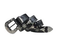 OBASDFD Ceinture Cloutée Style Western For Homme Et Femme - Motif Tête De Mort Taureau Gravé, Étoile, Rivet Rond, Crocodile, Sangle Taille Punk(125cm/49)