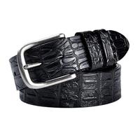 OBASDFD Ceinture De Travail For Homme, En Cuir Crocodile For Jeans, Décontractée Classique, Jaune Marron(Black,130CM/51.2'')
