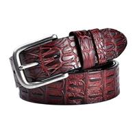 OBASDFD Ceinture De Travail For Homme, En Cuir Crocodile For Jeans, Décontractée Classique, Jaune Marron(A Brown,105CM/41.3'')