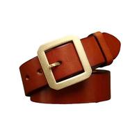 OBASDFD Ceinture Décontractée En Cuir De Vachette For Homme Et Femme, Boucle Ardillon Dorée, Épaisseur 5 Mm, For Jeans(Brown,115cm/45)