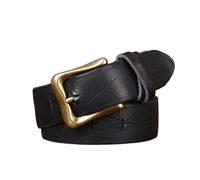 OBASDFD Ceinture Décontractée Unisexe Vintage En Cuir De Vache Véritable - Avec Rayures, Sangle Taille Vieillie Faite Main 2,8 Cm(Black,125cm/49)