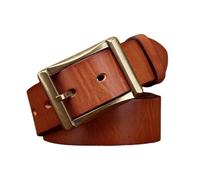 OBASDFD Ceinture En Cuir De Vache For Homme Et Femme - Sangle Nubuck Vintage Avec Boucle Laiton Massif Robuste Jeans Pantalons Habillés(Brown,130cm/51in)