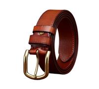 OBASDFD Ceinture En Cuir De Vache Véritable For Homme Et Femme, Cousue, Robuste, Classique, Faite À La Main, Largeur 33 Mm, For Tenue Habillée Décontractée(Reddish Brown,115cm/45)