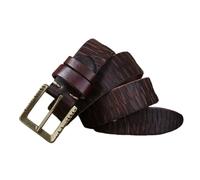 OBASDFD Ceinture En Cuir De Vachette Vintage Gaufrée À Pression 3,8 Cm, 5 Mm D'épaisseur, Sangle Décontractée For Jean Avec Boucle(Reddish Brown,100cm/39)