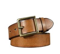 OBASDFD Ceinture En Cuir For Homme, Style Cowboy Décontracté, Ajustable, Avec Boucle Ardillon Laiton, Marron(Khaki,120CM/47.3'')