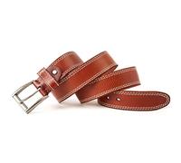 OBASDFD Ceinture En Cuir Pleine Fleur À Double Couture For Homme - Accessoire Décontracté De Style Western Cowboy, Sangle Faite Main Avec Boucle Rouleau(Brown,130cm/waist:45")