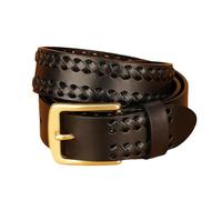 OBASDFD Ceinture En Cuir Pleine Fleur Faite Main For Hommes Et Femmes, Décontractée De Vache Tressé Creux, Entièrement Réglable(Black,120cm/47)