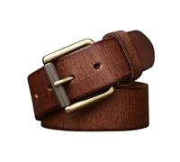 OBASDFD Ceinture En Cuir Pleine Fleur For Homme, Épaisseur 5 Mm, Sangle De Travail Robuste, Boucle À Rouleau Dorée Haute Dureté, Emballée Dans Un Coffret Cadeau, 105 Cm(Brown,125cm/49)