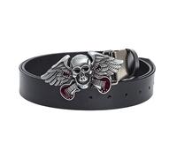 OBASDFD Ceinture En Cuir Style Cowboy For Homme - Boucle Décorative Alliage À Motif Tête De Mort, Punk(Black,130CM/51.2'')