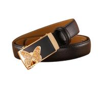 OBASDFD Ceinture En Cuir Tendance For Femme, Fine Et Réglable, Avec Boucle Automatique Alliage À Motif Papillon, Noire(Black,115CM/45.3'')