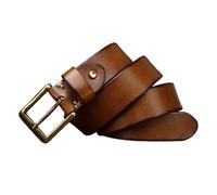 OBASDFD Ceinture En Cuir Tendance For Homme Et Femme - Sangle Décontractée Formelle, 3,8 Cm De Large 4 Mm D'épaisseur, Boucle Dorée For Jeans Pantalons Habillés(Brown,110cm/43)
