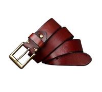 OBASDFD Ceinture En Cuir Tendance For Homme Et Femme - Sangle Décontractée Formelle, 3,8 Cm De Large 4 Mm D'épaisseur, Boucle Dorée For Jeans Pantalons Habillés(Reddish Brown,125cm/49)
