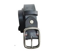 OBASDFD Ceinture En Cuir Véritable De 3,8 Cm Large Et 5 Mm D'épaisseur Avec Boucle Laiton Massif, Sangle Taille Vintage Durable For Jeans, Pantalons Robes(Black,125cm/49)