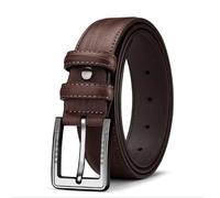 OBASDFD Ceinture épaisse en cuir de vache pour homme avec boucle en alliage rétro pour robe décontractée jean de golf (marron, 120 cm)