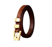 OBASDFD Ceinture Fine En Cuir For Femme, Réglable, Largeur 1,3 Cm, Avec Boucle Dorée, For Robes, Jeans Et Pantalons(Brown,90cm/35)