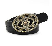 OBASDFD Ceinture Gravée Florale En Relief Avec Boucle Cristal Strass Style Western Vintage À Fleurs Creuses For Femme, Robe Jean(Style C)