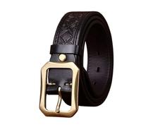 OBASDFD Ceinture Réversible Vintage En Cuir Véritable For Homme, Épaisseur 5 Mm, Motif Floral Relief, Lanière De Vachette Pleine Fleur, For Tenue Décontractée Ou Denim(Black,110cm/43)