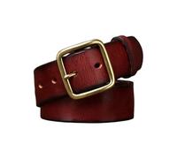OBASDFD Ceinture Unisexe Décontractée En Cuir De Vachette, Fabriquée À La Main, For Jeans - Sangle Taille 3,8 Cm Avec Boucle Carrée Laiton Massif(Reddish Brown,115cm/45)