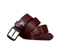 OBASDFD Ceinture Unisexe En Cuir De Vache Véritable, Décontractée, For Jeans, Faite À La Main, Avec Boucle Anti-rayures(Coffee,125cm/49)