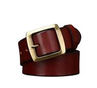 OBASDFD Ceinture Unisexe En Cuir De Vachette - Sangle Taille 3,8 Cm Avec Boucle Carrée Laiton Massif, For Jeans Et Pantalons Habillés, Décontractés Formels(Reddish Brown,125cm/49)