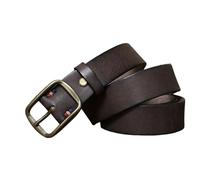 OBASDFD Ceinture Unisexe En Cuir Pleine Fleur - Sangle Faite Main, Boucle Rétro Laiton Massif Antique, Largeur 3,8 Cm, Épaisseur 5 Mm, Avec Coffret Cadeau(Coffee,115cm/waist:39")