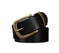 OBASDFD Ceinture Unisexe En Cuir Véritable Délavé Vintage, Décontractée, For Jeans, For Tous Les Jours, Avec Sangle De Taille Faite À La Main Et Boucle Laiton Massif(Black,125cm/49)