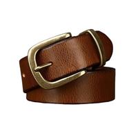 OBASDFD Ceinture Unisexe En Cuir Véritable Délavé Vintage, Décontractée, For Jeans, For Tous Les Jours, Avec Sangle De Taille Faite À La Main Et Boucle Laiton Massif(Brown,125cm/49)