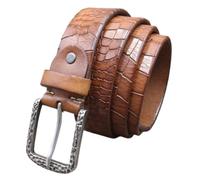 OBASDFD Ceinture Western Brillante Cloutée Avec Motif Crocodile Gravé Incrusté For Jeans Décontractés, Unisexe(Brown,130cm/51)