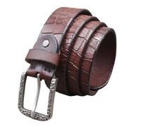 OBASDFD Ceinture Western Brillante Cloutée Avec Motif Crocodile Gravé Incrusté For Jeans Décontractés, Unisexe(Coffee,120cm/47)