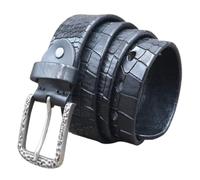 OBASDFD Ceinture Western Brillante Cloutée Avec Motif Crocodile Gravé Incrusté For Jeans Décontractés, Unisexe(Black,115cm/45)