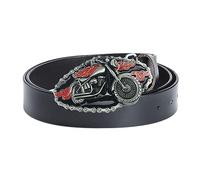 OBASDFD Ceinture Western Cowboy For Homme, En Cuir Véritable Avec Boucle Alliage À Motif Moto(Black,130CM/51.2'')