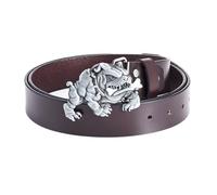 OBASDFD Ceinture Western En Cuir For Homme, Boucle Décorative Alliage Bulldog, Style Punk Rodéo, Marron(Brown,120CM/47.3'')
