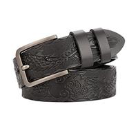 OBASDFD Ceinture Western For Homme, Gravée Dragon, Cuir Pleine Fleur Véritable, 1-1/2", 115 Cm(120cm/47.2'')