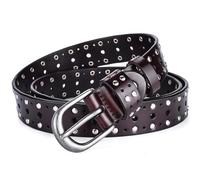 OBASDFD Ceintures Cloutées For Femmes Et Hommes, Double Rangée, Style Punk Rock, Gothique, Cuir Véritable, For Jeans Pantalons, Largeur 2,8 Cm((coffee),(105cm/waist:34~36))