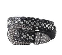 OBASDFD Ceintures En Strass Brillants For Femmes, Ceinture Cuir Cloutée Style Cowgirl Western For Jeans, Pantalons Et Robes(Black C,100CM/39.4'')