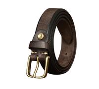 OBASDFD Ceintures Fines For Femmes - Ceinture En Cuir De Vachette 2,8 Cm Large Et 5 Mm D'épaisseur Avec Boucle Dorée For Jeans Robes(Coffee,95cm/37)