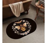 OBASDFD Diatomaceous Earth Bath Mat, Abstract Dark Art Flowers Design, Non-Slip Absorbent Fast Drying, Easy to Clean for Bathroom Kitchen Door Mat(#25,20x31Inch Ellipse)