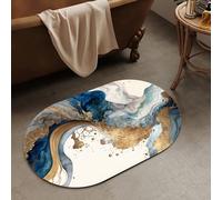 OBASDFD Diatomaceous Earth Bath Mat, Abstract Dark Art Flowers Design, Non-Slip Absorbent Fast Drying, Easy to Clean for Bathroom Kitchen Door Mat(#7,20x31Inch Ellipse)