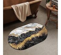 OBASDFD Diatomaceous Earth Bath Mat, Abstract Dark Art Flowers Design, Non-Slip Absorbent Fast Drying, Easy to Clean for Bathroom Kitchen Door Mat(#10,20x31Inch Ellipse)