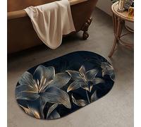 OBASDFD Diatomaceous Earth Bath Mat, Abstract Dark Art Flowers Design, Non-Slip Absorbent Fast Drying, Easy to Clean for Bathroom Kitchen Door Mat(#3,16x24Inch Ellipse)